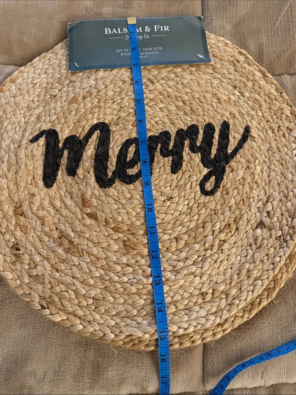 Balsam & Fir Natural Jute 'Merry' Holiday Placemat